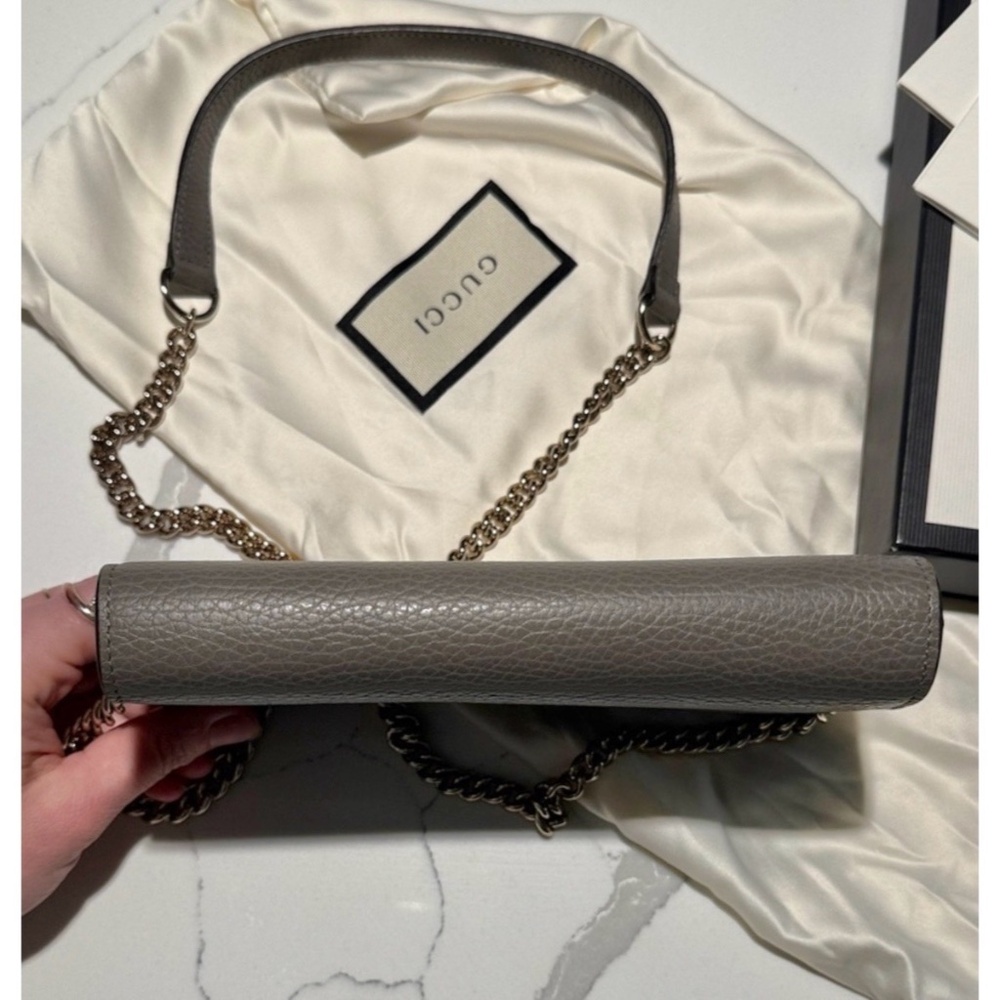 Authentic Gucci Interlocking Dollar Gray Leather … - image 4